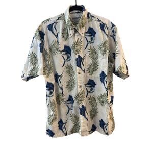 Hook & Tackle Men’s Shirt Sz Lg 100% Cotton Fishing Beach Resort Vacation